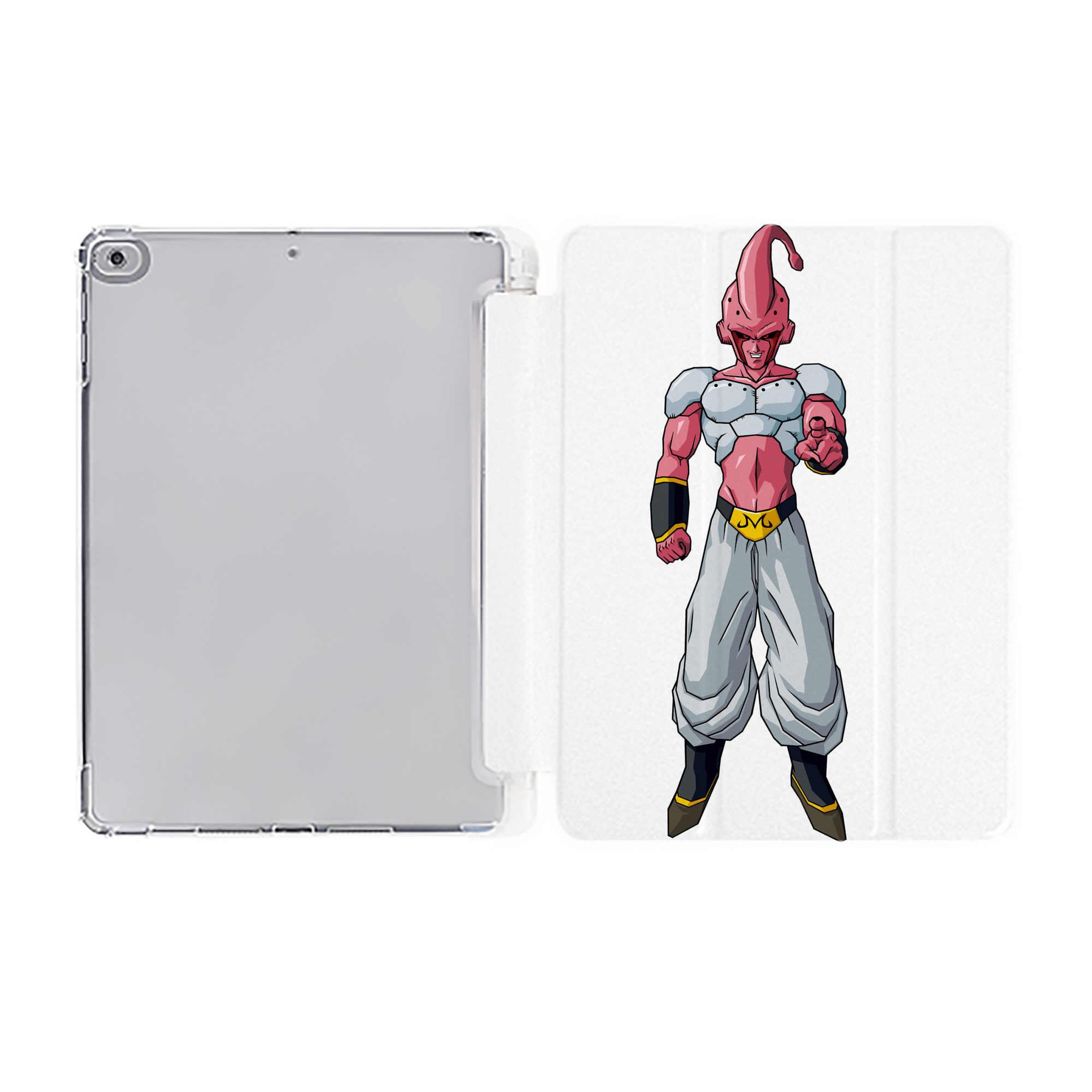（画像用） ドラゴンボール 魔人ブウ DRAGON BALL Majin Buu IPad ケース ペン収納付き 三つ折りスタンド PUレザー×シリコン 対応機種9.5/10.5/10.9インチ